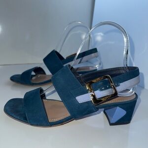 Tory Burch Teal/Green Block Heeled Sandals Size 6